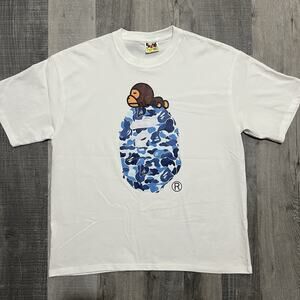 Bape ABC Camo Milo On Big Ape Tee White/Blue Mens T Shirt